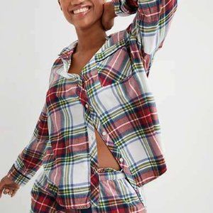 AMERICAN EAGLE AERIE FLANNEL PAJAMA SHIRT SIZE L